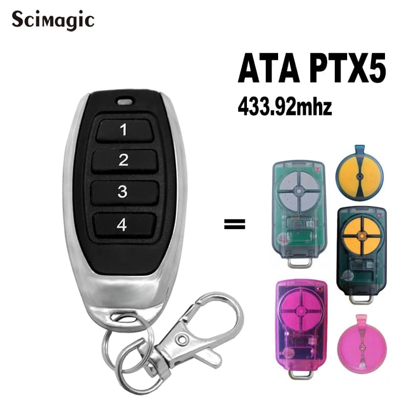 Télécommande de porte/Garage Compatible ATA PTX-5v1 PTX-5v2, GDO 6v 3/7v 2/7v 3/8v 3/9v 2/9v 3