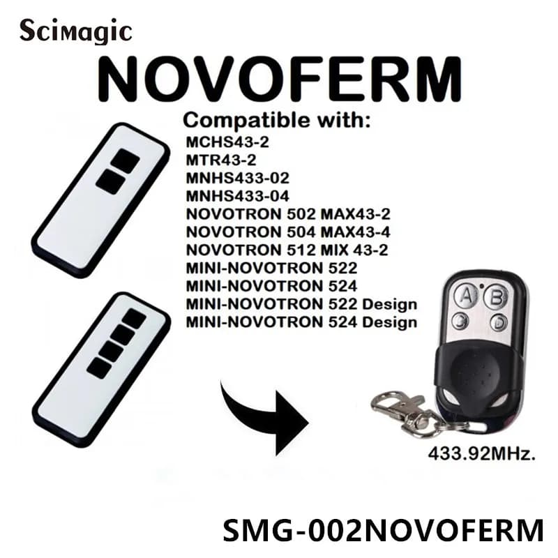 Novoferm Mini-Novotron 522, télécommande Compatible 524 433.92MHz contrôle de porte Novoferm ouvre-p