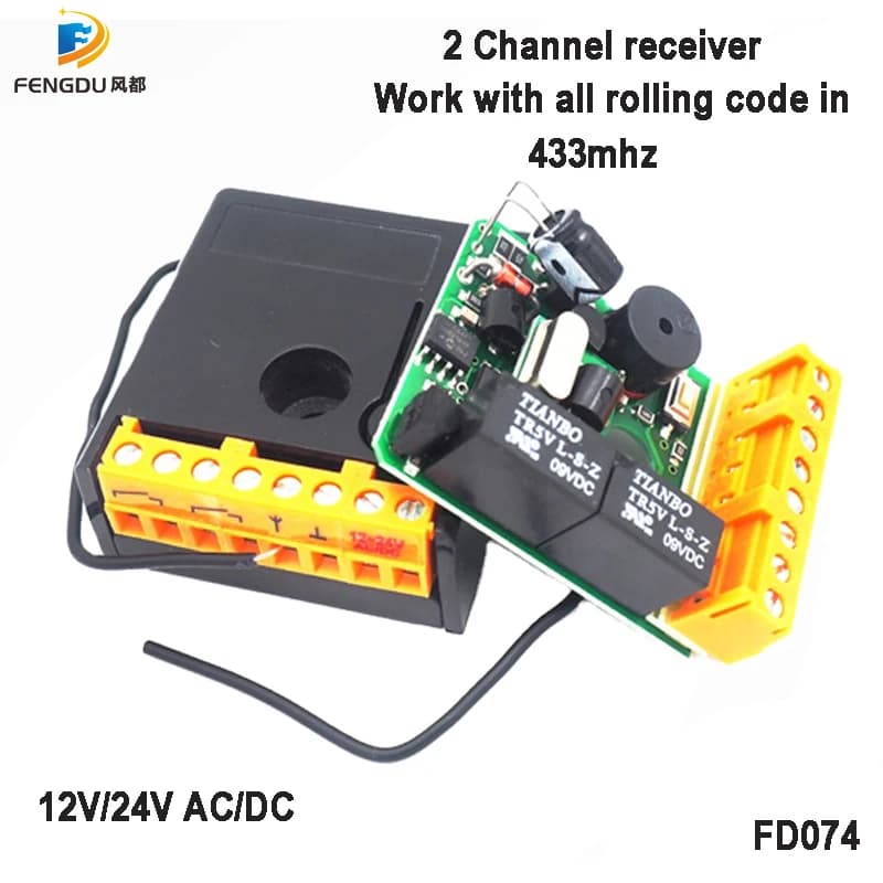 Récepteur de porte de Garage sans fil à 2 canaux, télécommande pour porte de garage, fonctionne avec