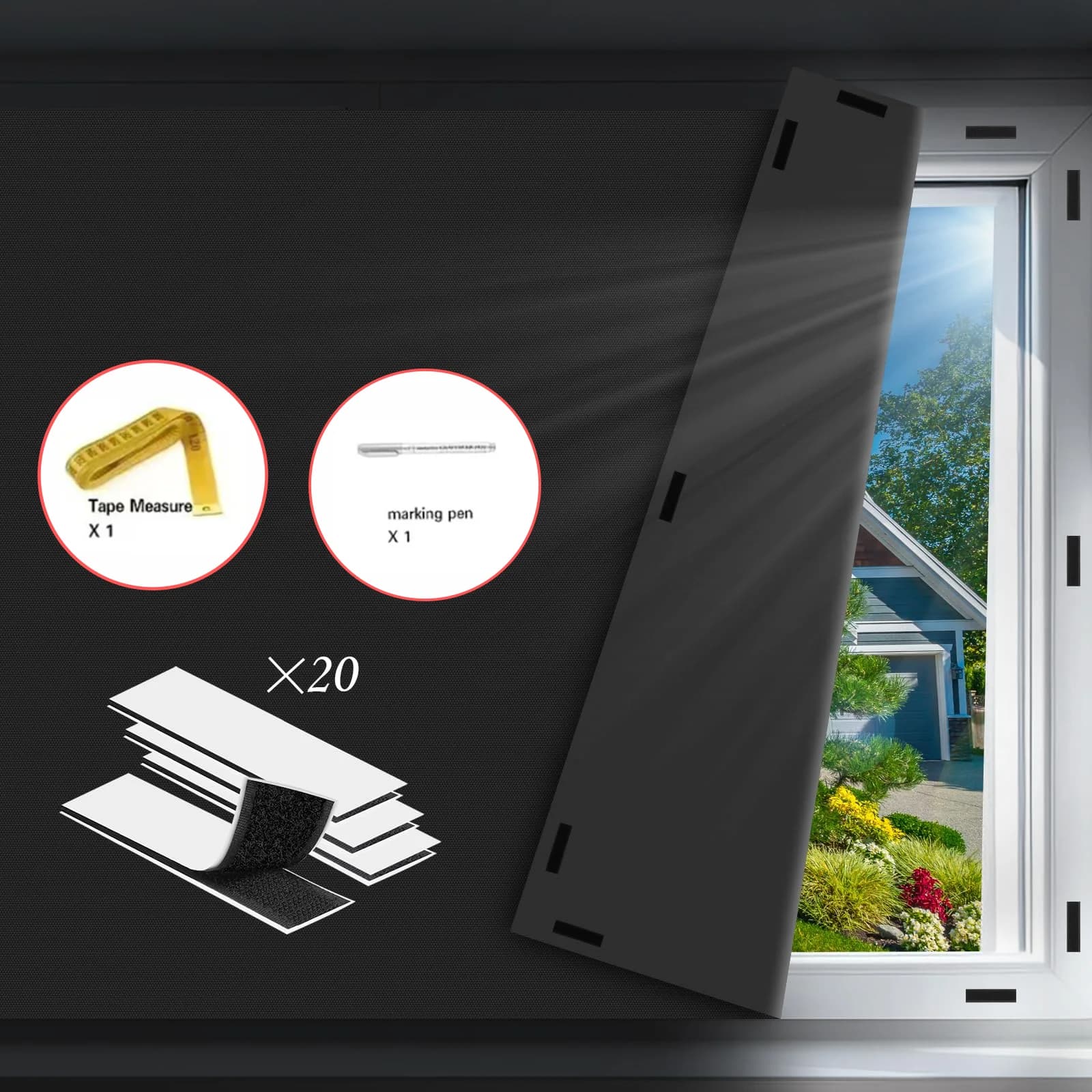 Rideau occultant DIY sans perçage, 100 % occultant auto-adhésif, découpable sur mesure pour chambre,