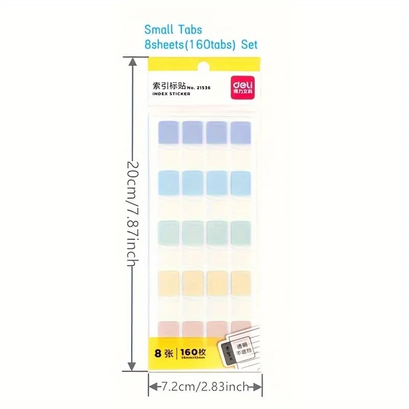 DELI Onglets d'index adhésifs 50-160 feuilles Ensemble de séparateurs d'autocollants avec 3 tailles 