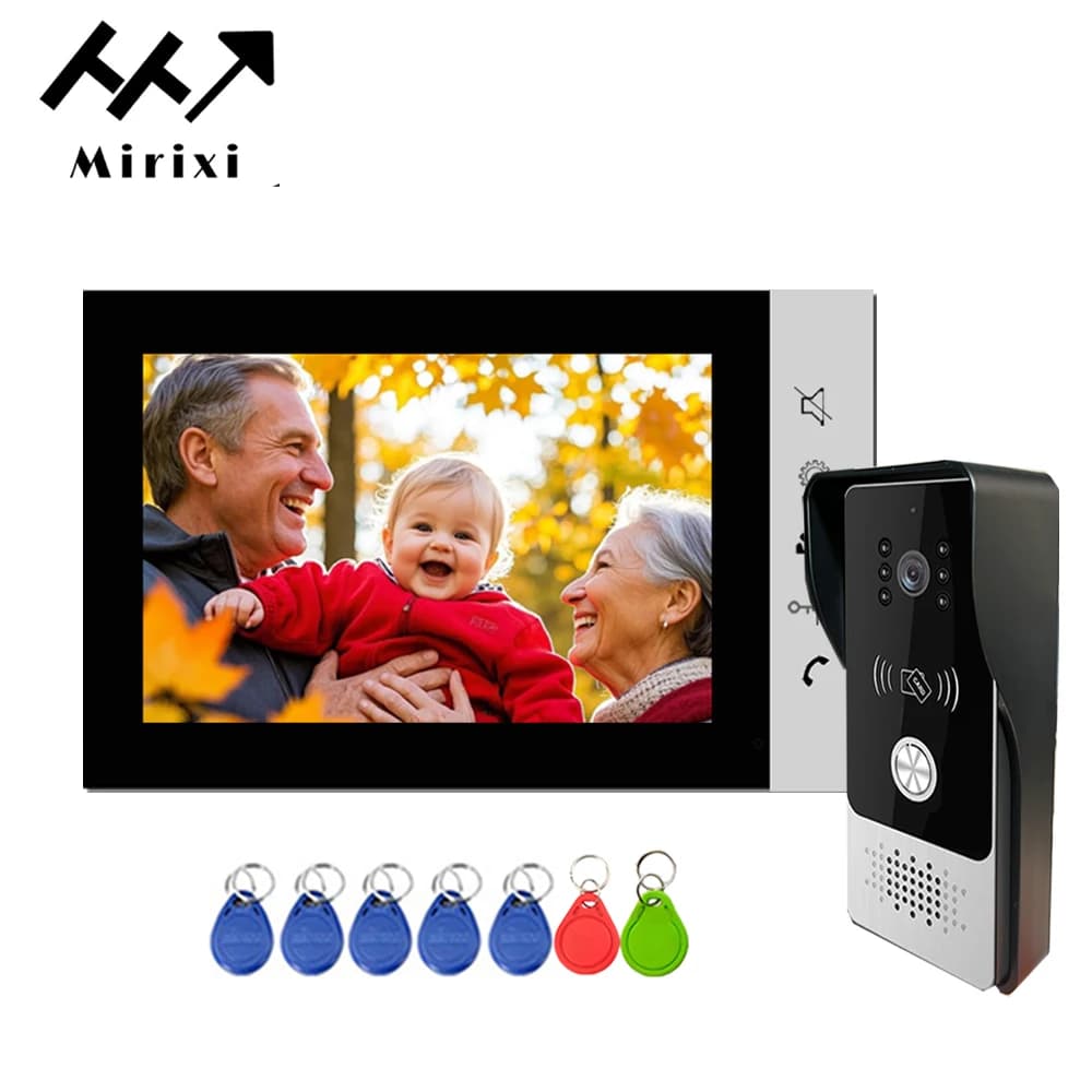 Mirixi 7 pouces système d'interphone vidéo RFID sonnette avec caméra déverrouiller parler Vision noc
