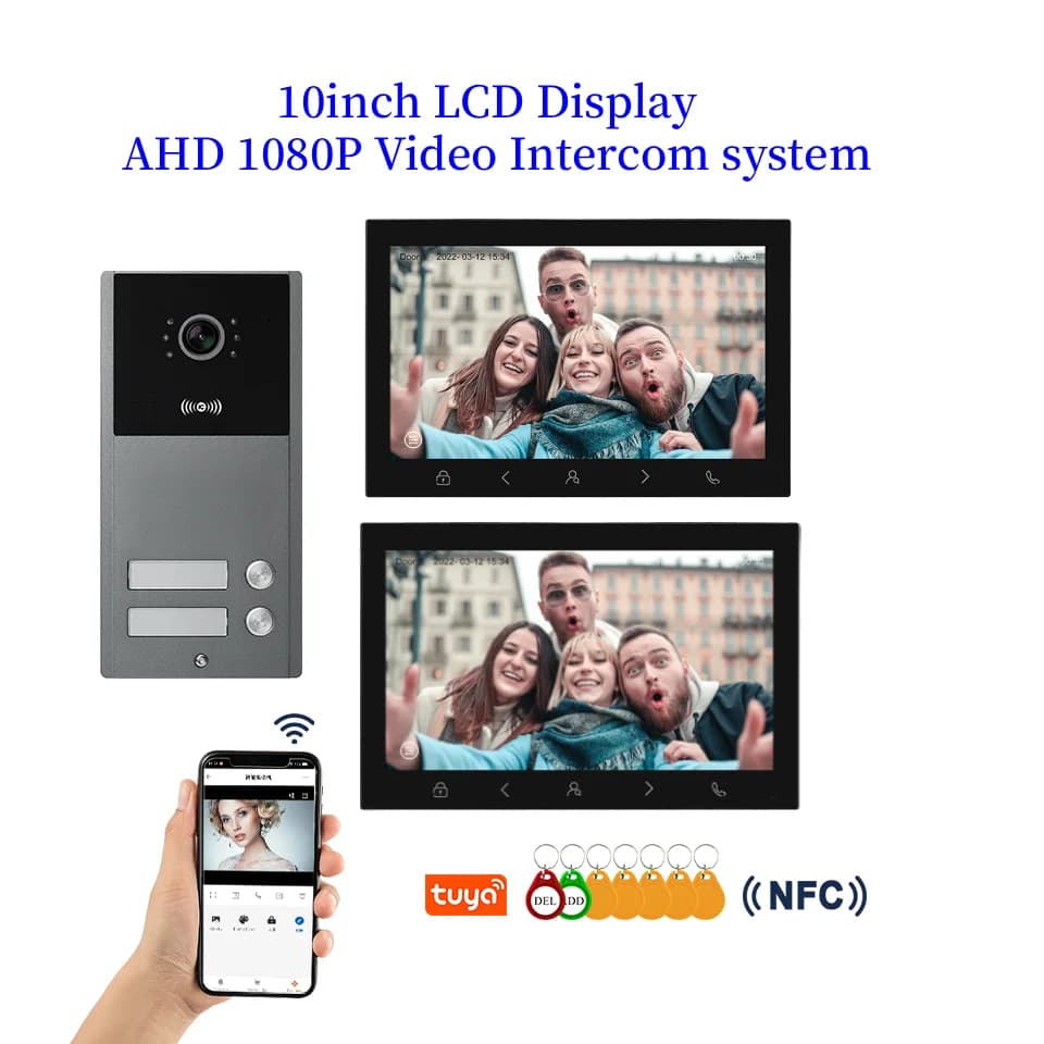 Visiophone Tuya WIFI 10 pouces, prise en charge du routeur 2.4G/5G, déverrouillage RFID/NFC, visioph