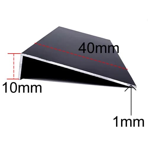 Canal en aluminium d'angle peint noir, bord inégal en forme de L, bord décoratif en alliage d'alumin