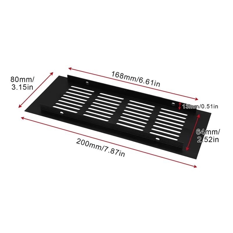 Grille de ventilation en alliage d'aluminium, grille à lamelles, grille d'aération pour armoire, acc