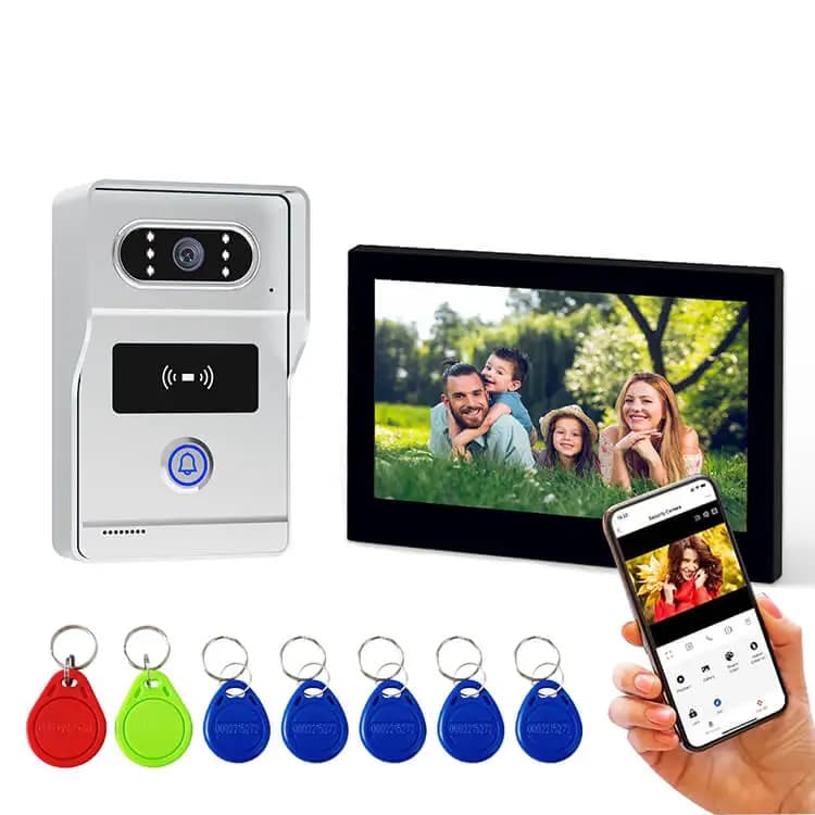 Moniteur TFT 7 pouces, application Tuya, interphone vidéo à deux fils 2MP, sonnette IP, système de c