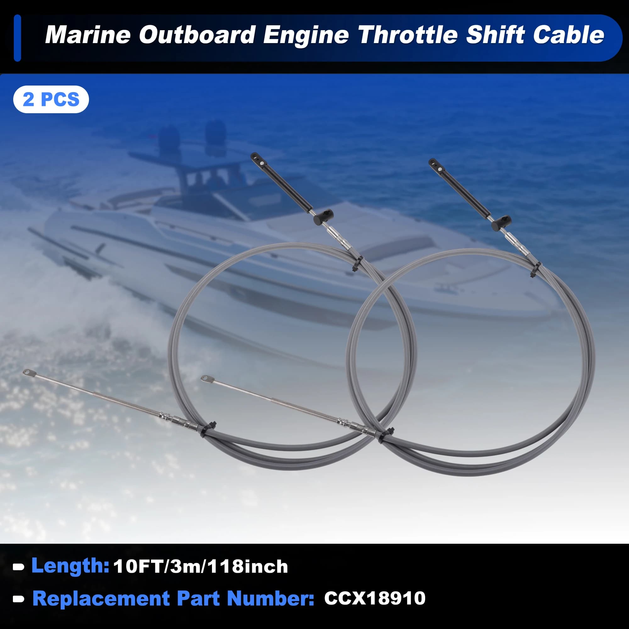 Motoforti 2 pièces 3m 4m 5m 6m 7m câble de commande de changement de vitesse d'accélérateur de batea