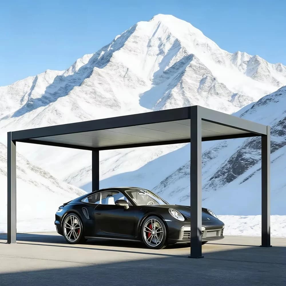 Pergola en aluminium avec kit de lames orientables électriques, résistante au vent, à la pluie, à la