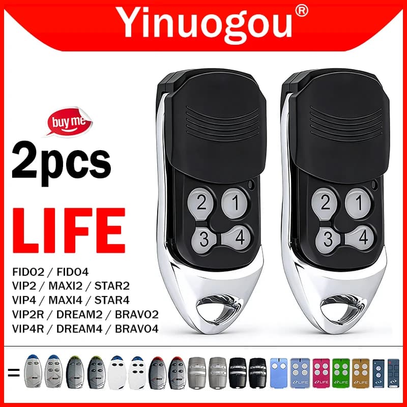 2pièces LIFE Télécommande de portail de garage 433MHz LIFE MAXI2 MAXI4 DREAM2 DREAM4 FIDO2 FIDO4 VIP