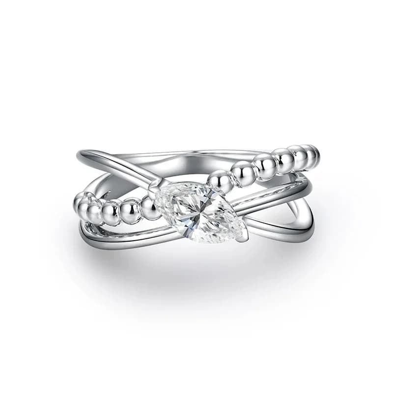 Bague Moissanite charmante 2025, coupe Marquise, 8.1x4.1mm, pour femmes et hommes, plaqué or blanc m