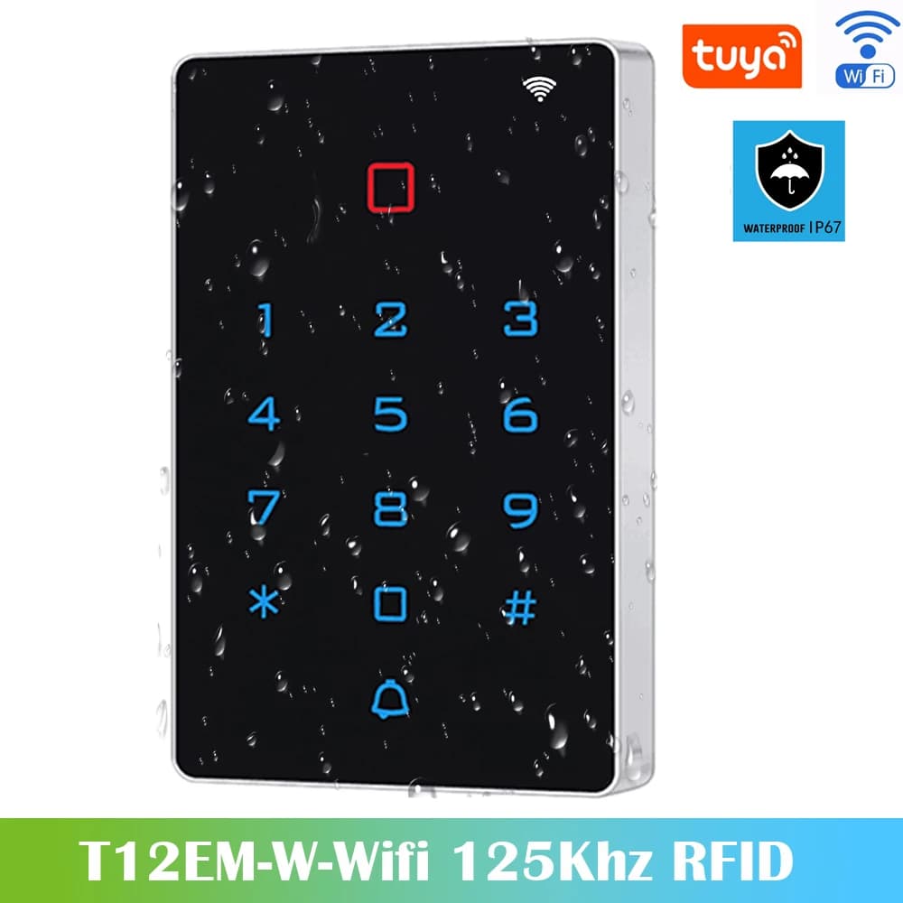 Clavier de contrôle d'accès tactile rétroéclairé WIFI APP, lecteur de cartes RFID 125 kHz, étanche,