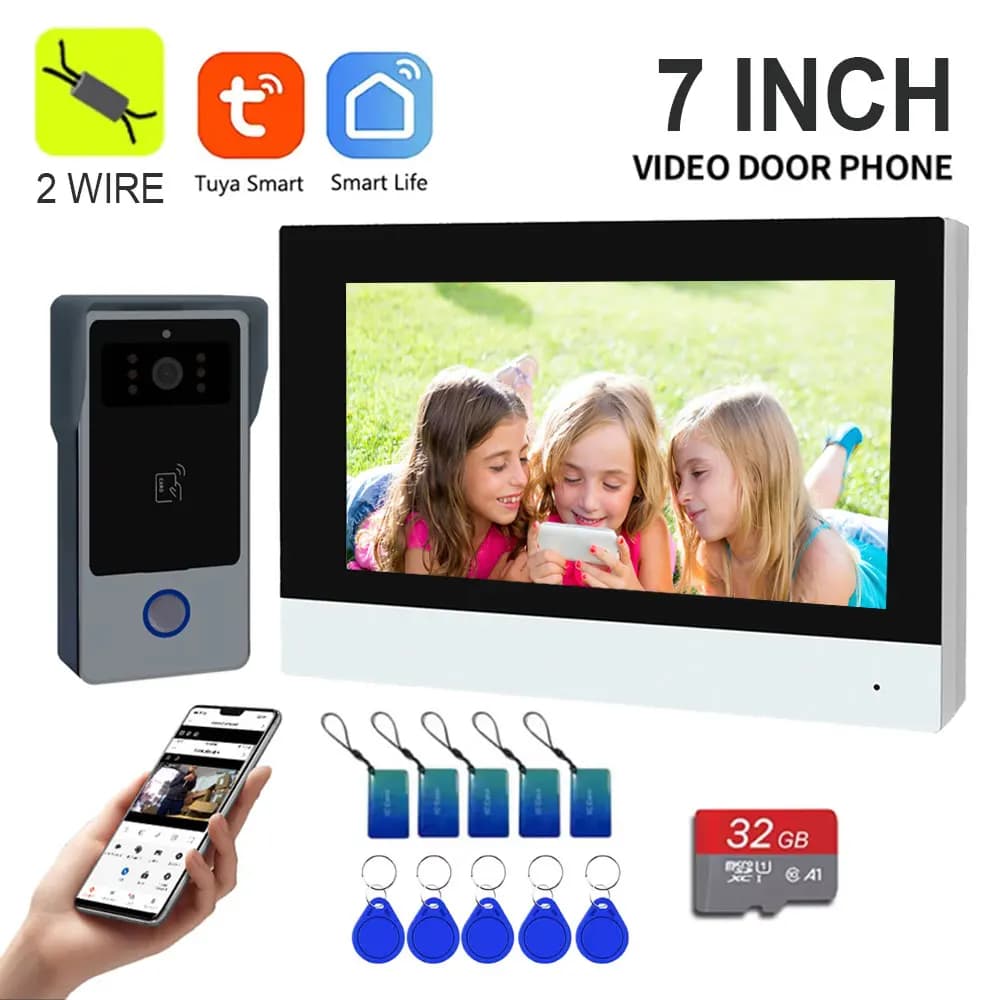 Nouveau système d'interphone vidéo Wifi intelligent à 2 fils Tuya, avec application, déverrouillage 