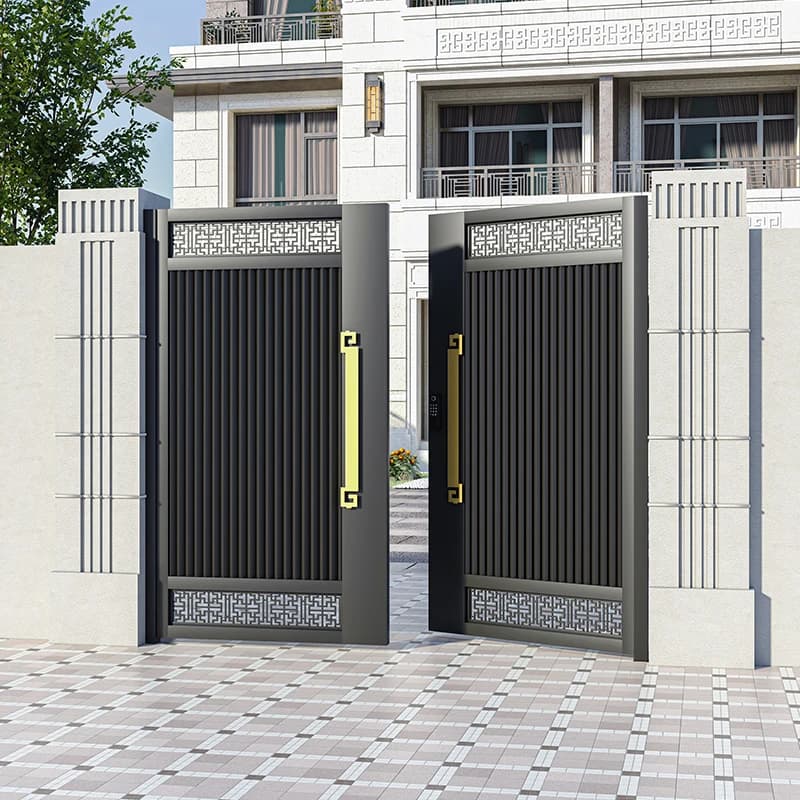 Porte de cour de villa en alliage d'aluminium, jardin chinois, cour rurale, porte double en acier in