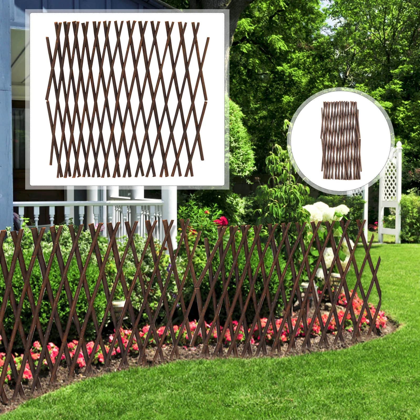 Clôture extensible en saule 40 cm, treillis rétractable simple, bordure décorative pour jardin, pati