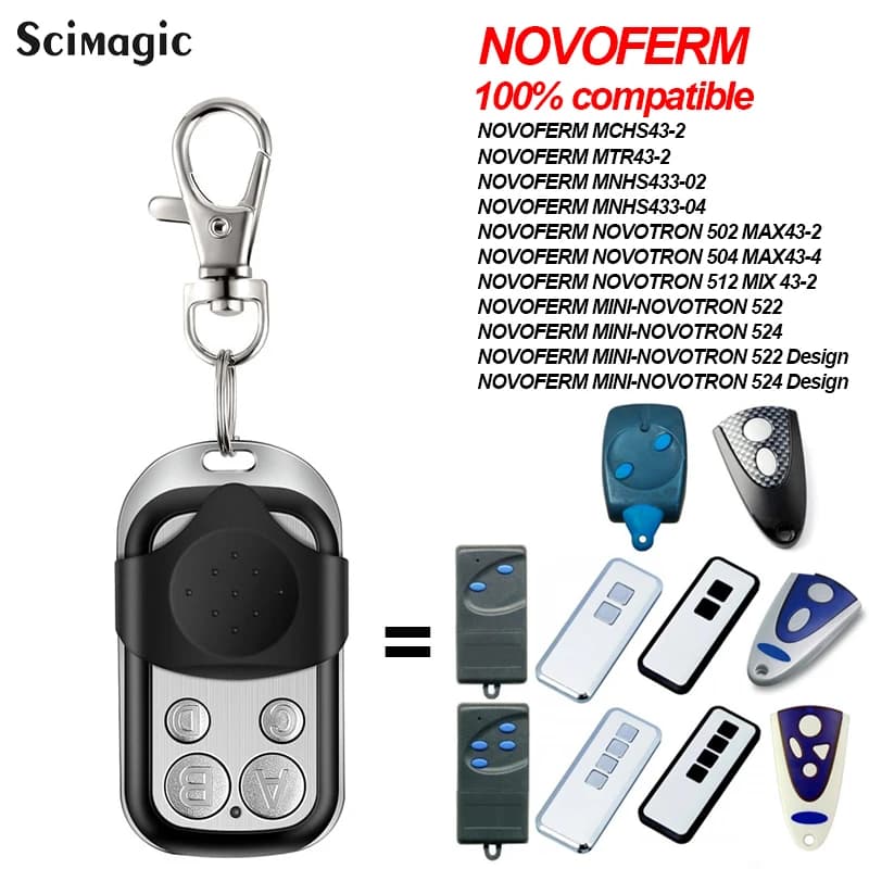 2 pièces NOVOFERM NOVOTRON 502 MAX43-2 504 MAX43-4 512 522 524 Porte de Garage Télécommande 433MHz Rolling Code Keyfob Transmitter