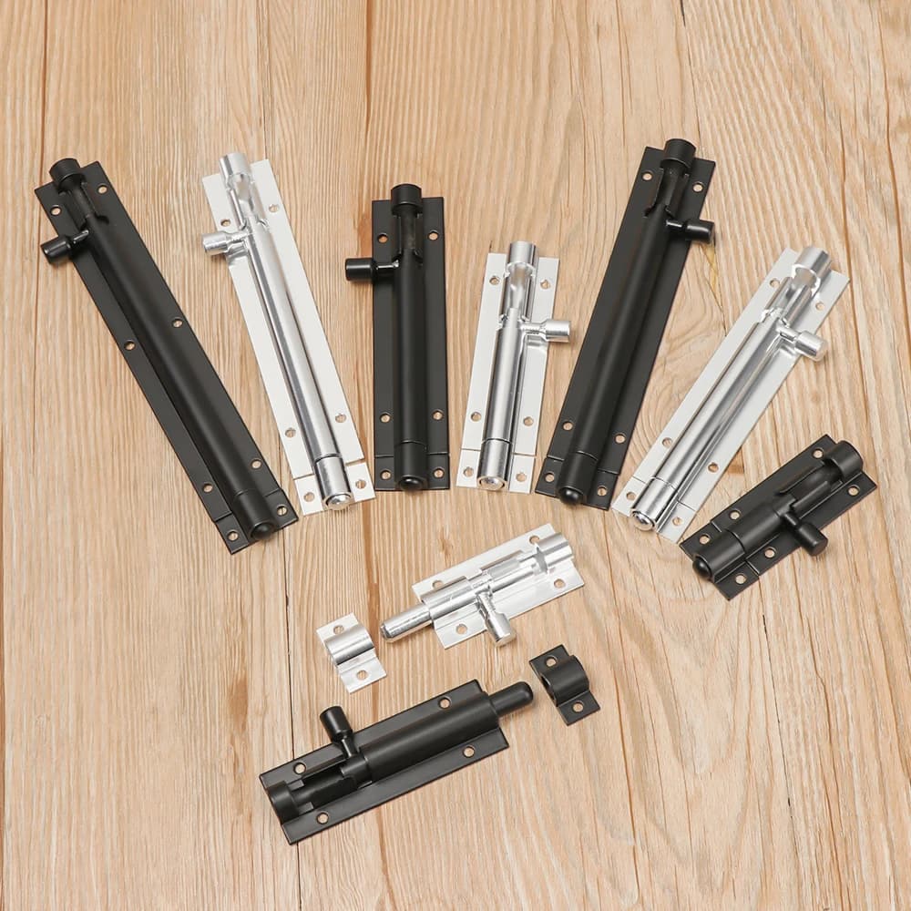 Loquet de porte en alliage d'aluminium noir et argent