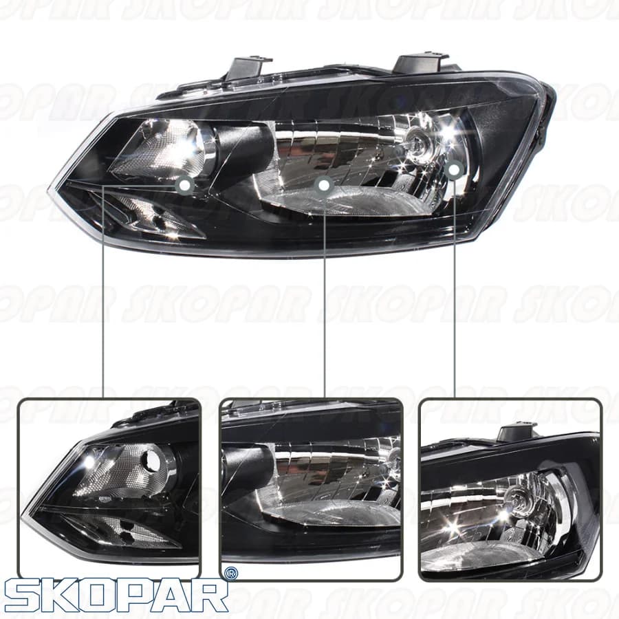 Pour VW Polo berline 2010 2011 2012 2013 2014 2015 2016 2017 accessoires de voiture phare halogène avant phare avec moteur