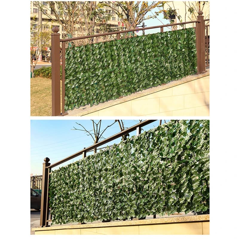 Panneaux de clôture à feuilles vertes