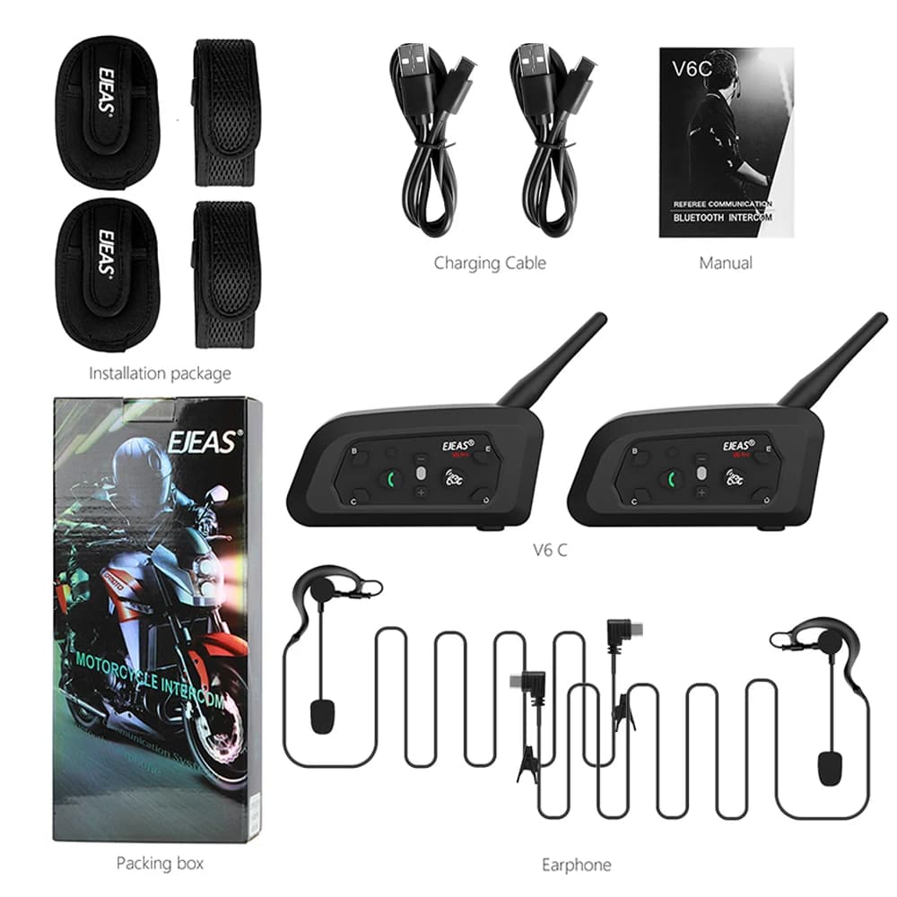 EJEAS V6C RPO casque d'arbitre de Football professionnel interphone de vélo sans fil 800M Interphones de conférence Bluetooth étanche