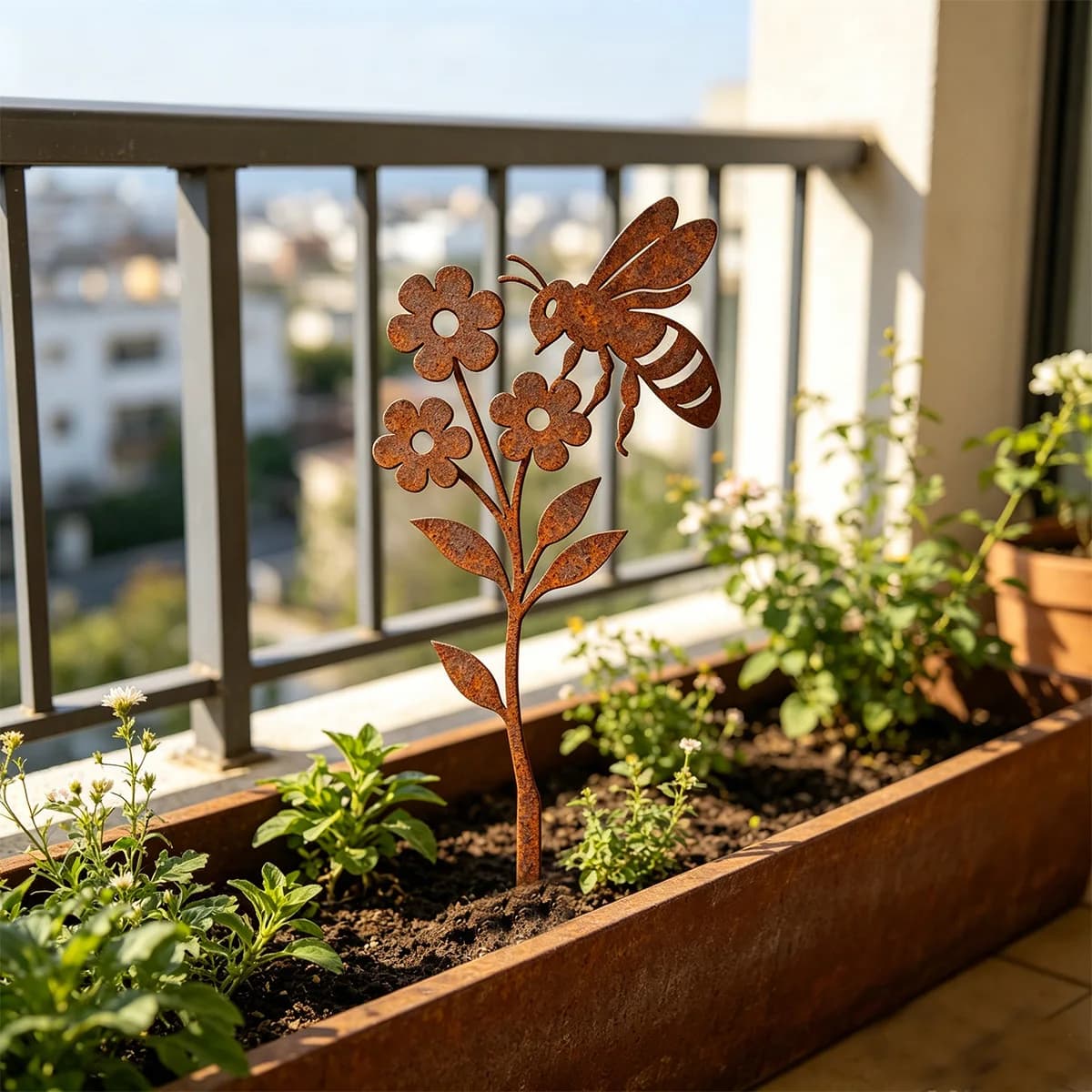 1 piquet décoratif de jardin en fer forgé