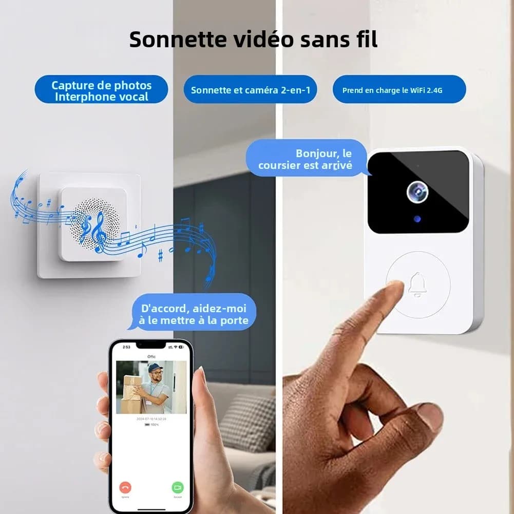 Sonnette vidéo WIFI, caméra sans fil