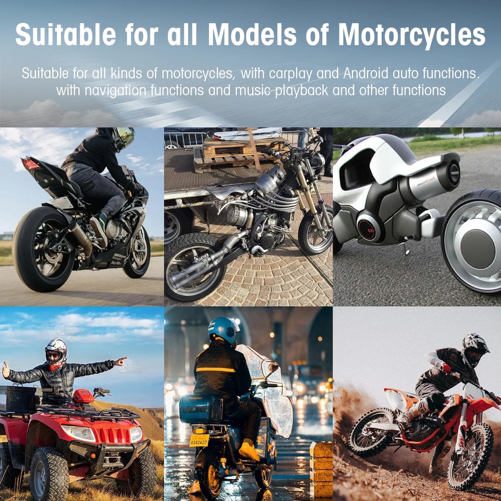 EzoneTronics Écran de moto 5 pouces, DVR moto, navigation GPS, CarPlay sans fil, Android Auto, étanche IP67
