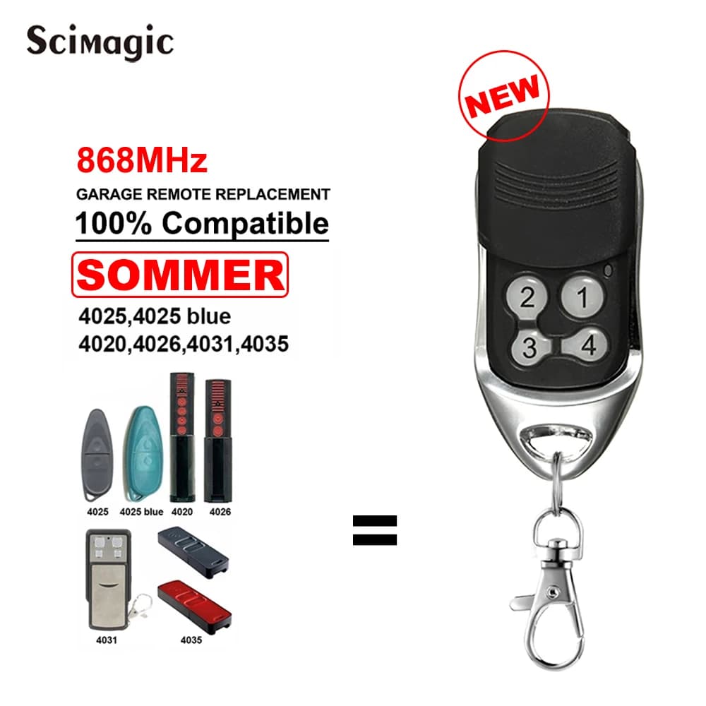 SOMMER APERTO 4025V000 4020 TX03-868-4 4026 TX03-868-2 4031 4025 4011 Télécommande de porte de garage 868MHz Ouvre-porte