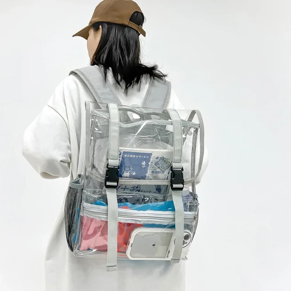 Sac à dos transparent en PVC transparent pour femme