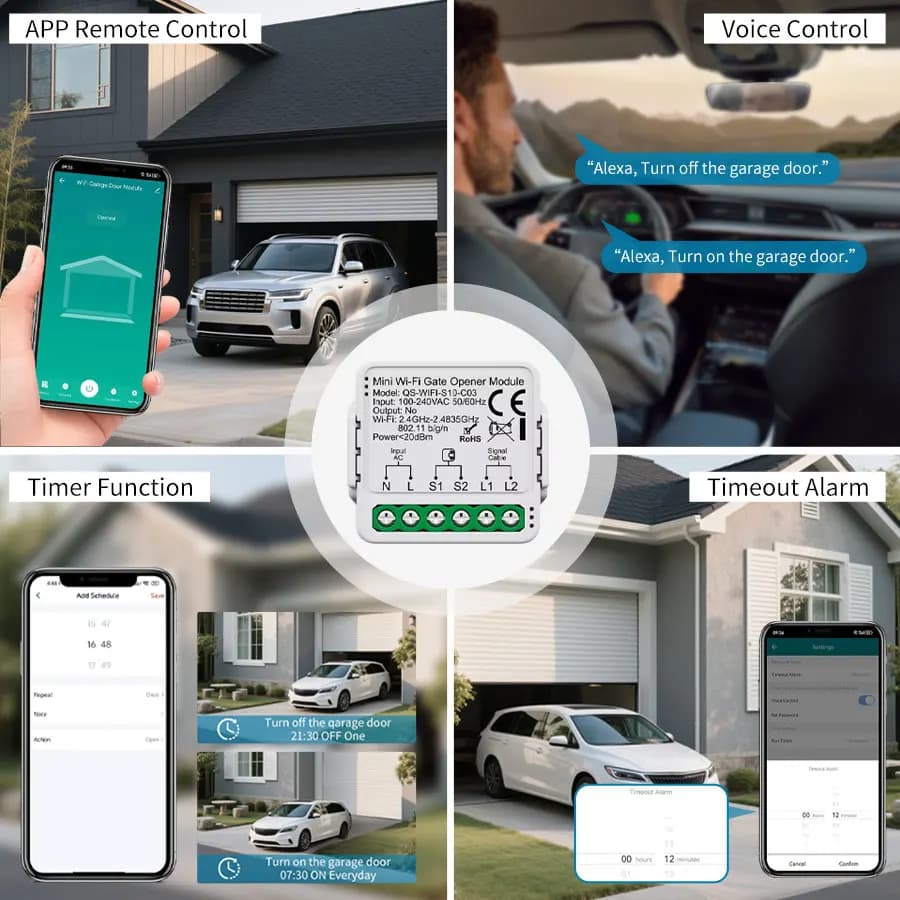 Module de commande d'ouvre-porte de garage intelligent Tuya Zigbee/WiFi