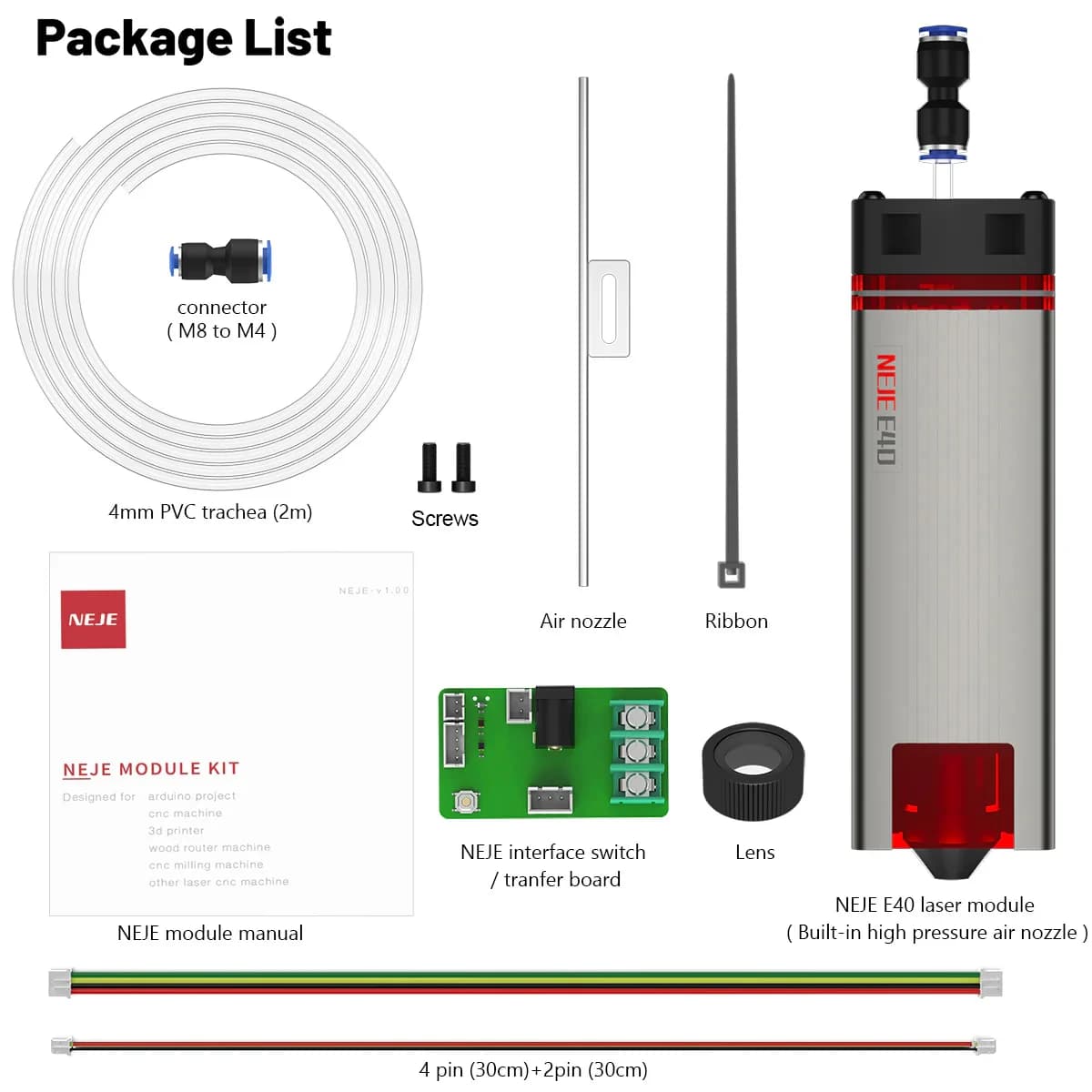 Module de gravure laser NEJE E40 12W à focale fixe avec assistance pneumatique intégrée pour acier inoxydable, bois, acrylique, projets DIY pour petites entreprises