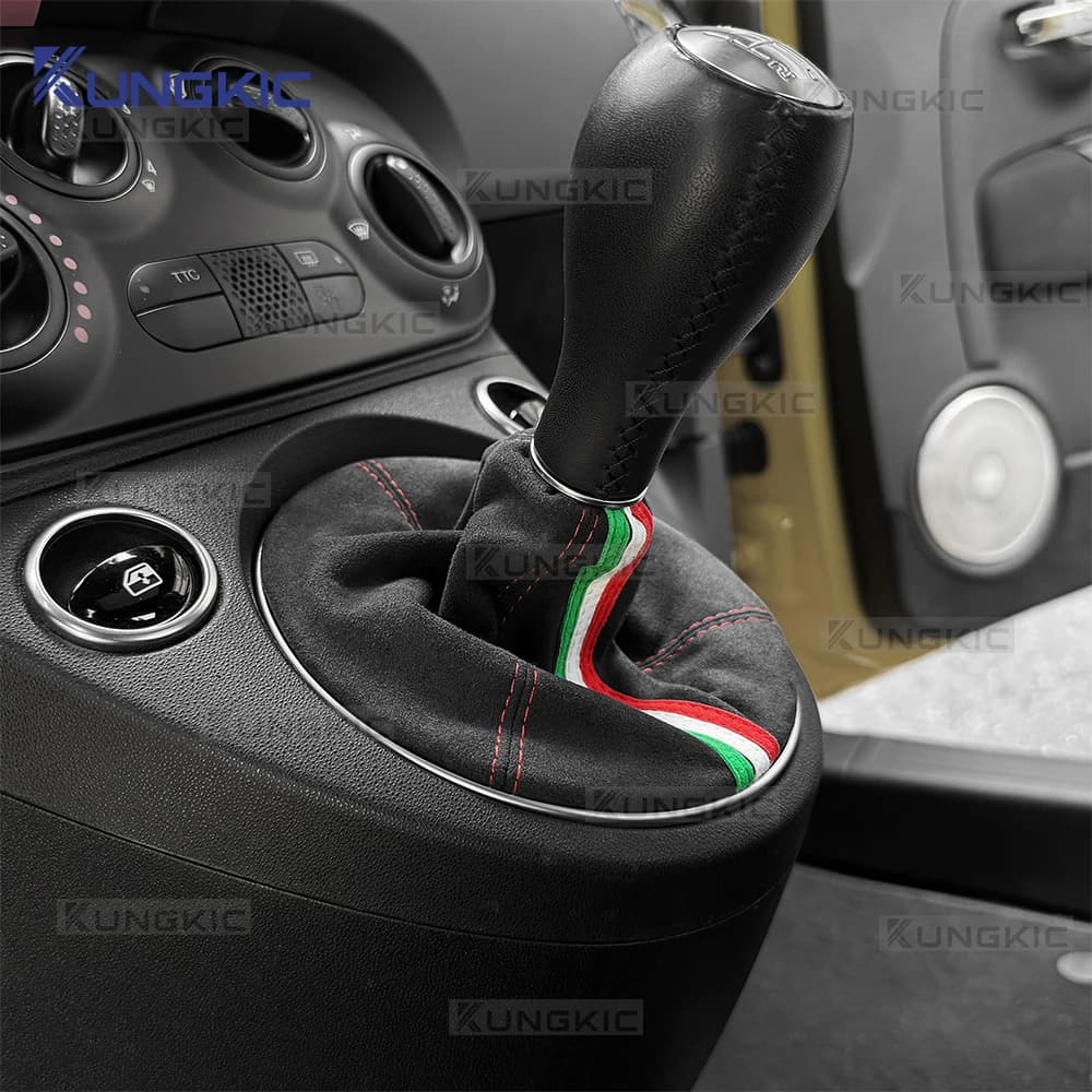 Housse de levier de vitesse en daim pour Fiat 500 2011-2024 Abarth 595 695 2016 2017 2018 2019 2020 2021 2022 2023 2024