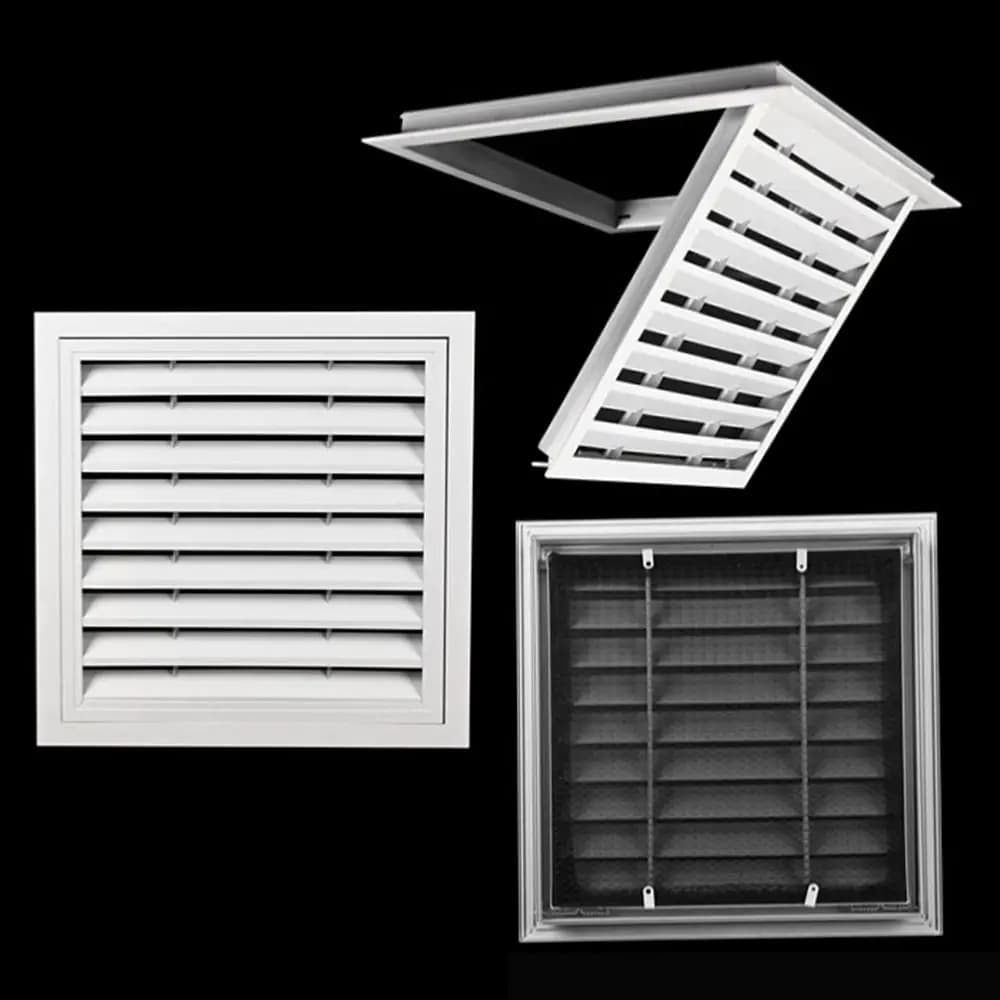 Nouveau Grille de ventilation en alliage d'aluminium blanc avec maille Gable Vent carré retour Air Grill maisons
