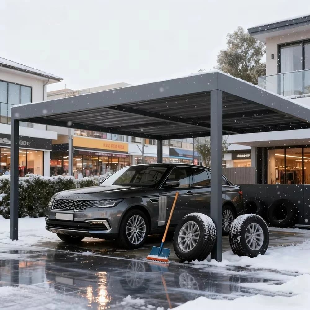 Abri de voiture de luxe en aluminium avec toit arqué