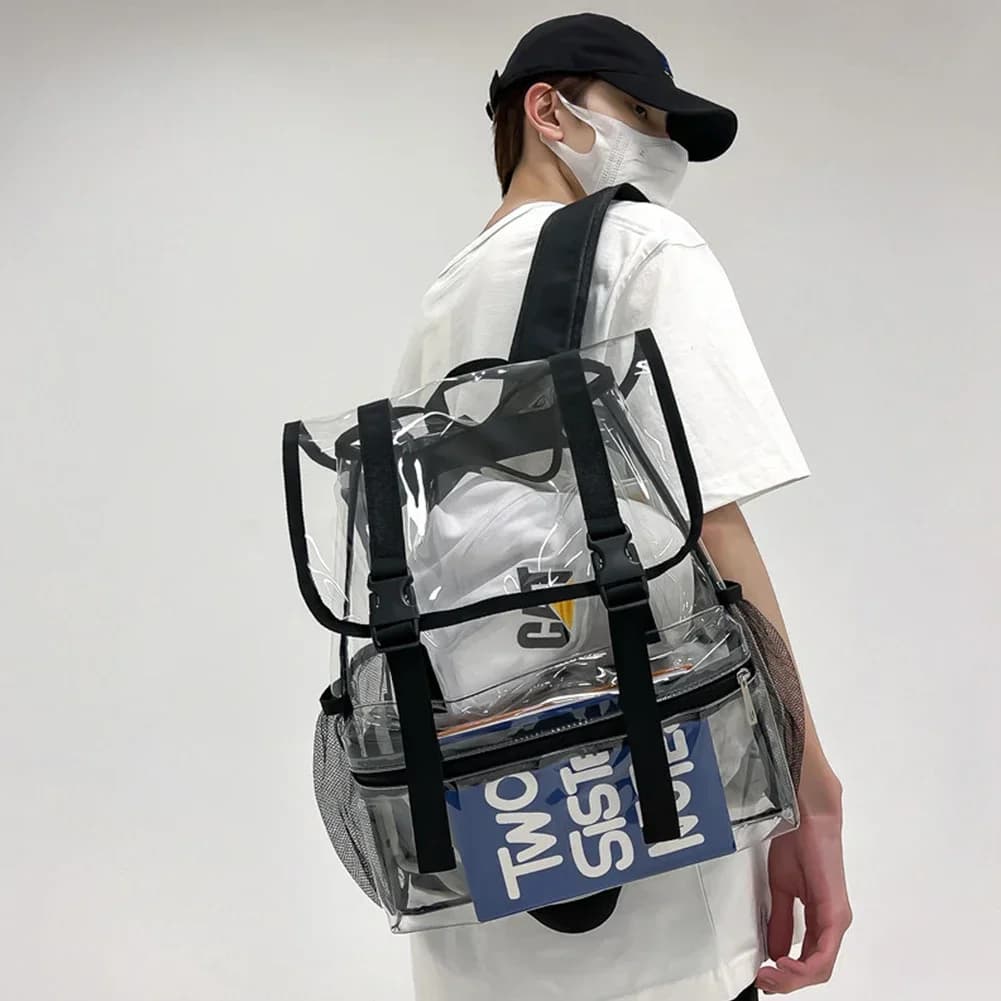 Sac à dos transparent en PVC transparent pour femme