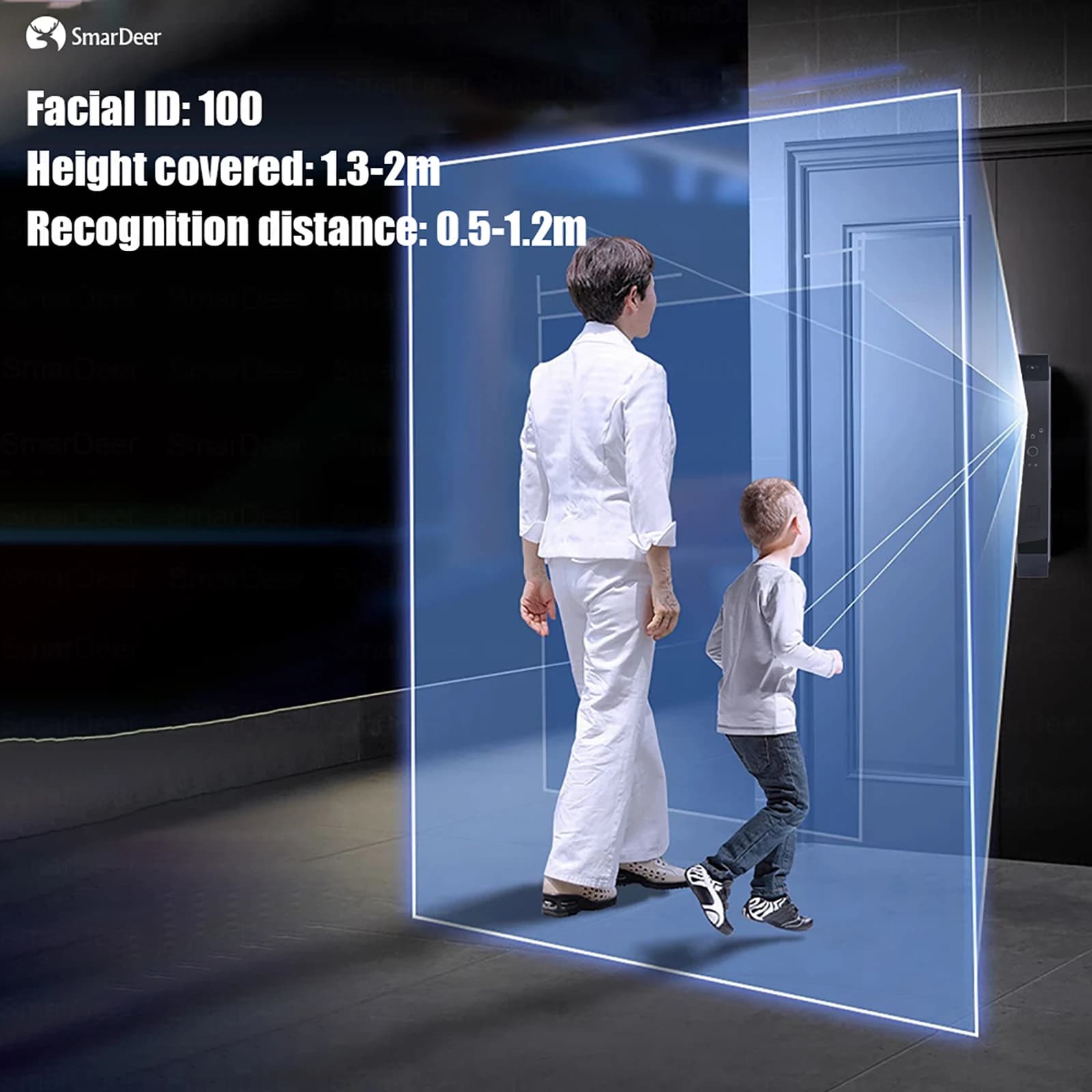 Serrure intelligente SmaerDeer avec caméra, reconnaissance faciale 3D, serrure de porte électronique avec sonnette visuelle pour la vidéosurveillance