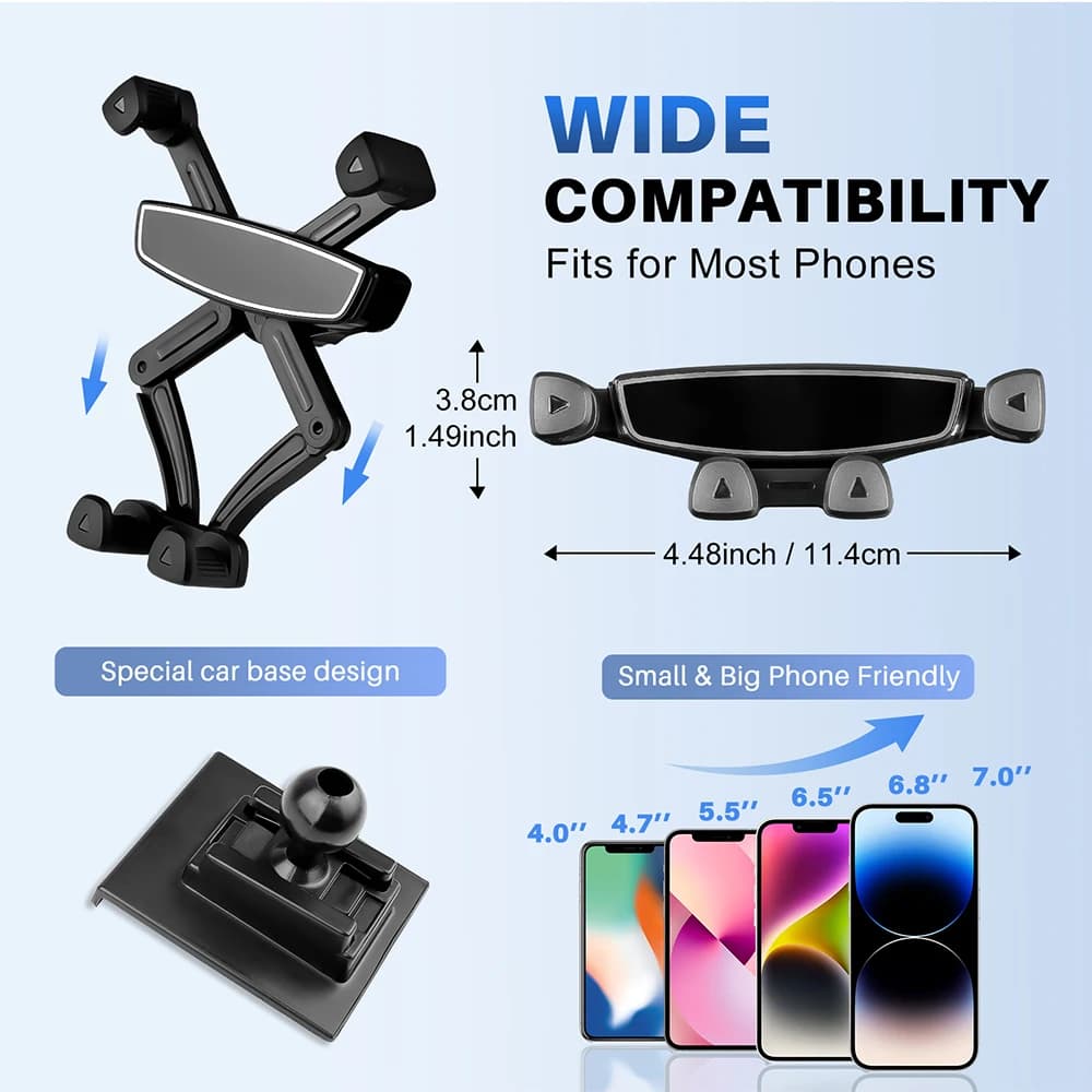 Support de téléphone à gravité pour voiture, compatible avec Fiat 500 (2008-2024) et Abarth 595 (2012-2024).