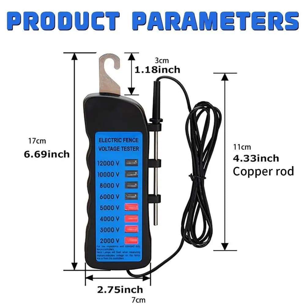 Testeur de clôture électrique Portable 12KV