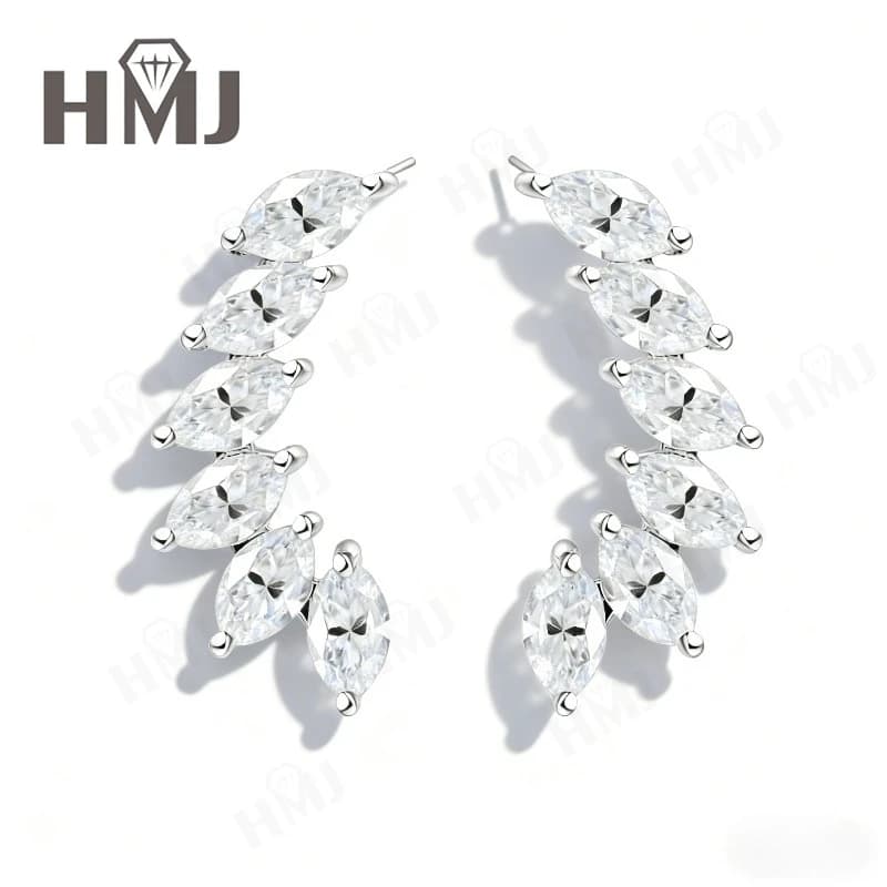 Boucles d'oreilles Moissanite Marquise pour femmes, pierres à facettes avec Silhouette fine élégante, parfaites pour un usage quotidien, anniversaire
