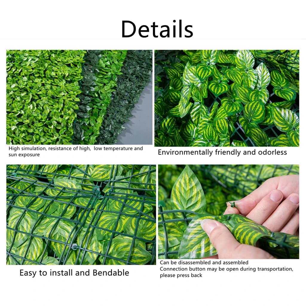 Panneaux de clôture à feuilles artificielles