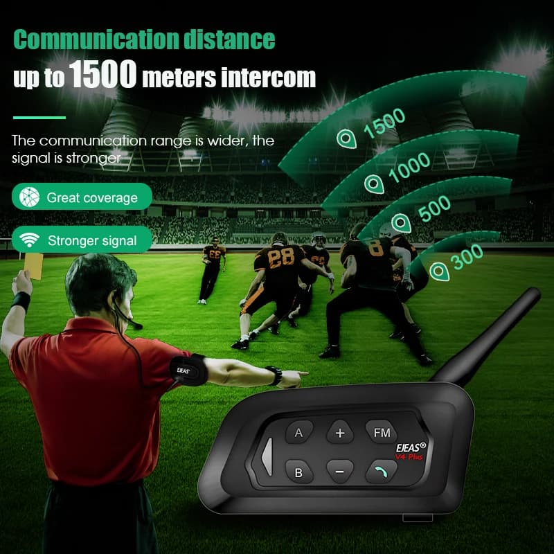 EJEAS V4C Plus casque d'interphone d'arbitre de Football Bluetooth 1500M casque Duplex intégral Interphone de conférence de Football