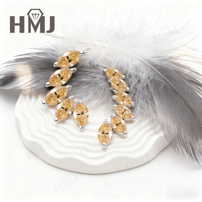 Boucles d'oreilles Moissanite Marquise pour femmes, pierres à facettes avec Silhouette fine élégante, parfaites pour un usage quotidien, anniversaire
