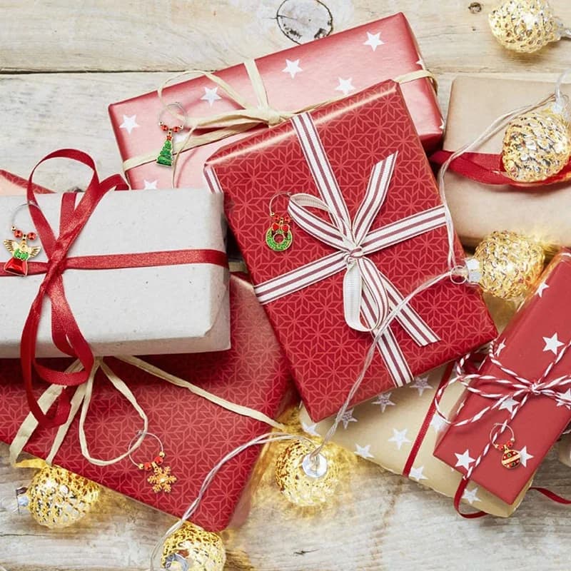 Ensemble de 6 breloques pour verres à vin, marqueurs pour Cocktail, étiquettes pour verres à Champagne, décorations de noël