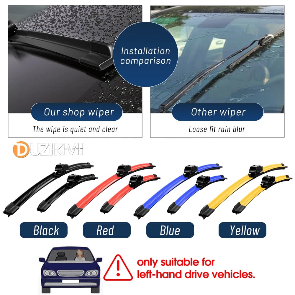 Pour Opel Corsa C D E F 2000-2023 2017 2018 2019 2020 2021 2022 2023 2024 2 pièces balais d'essuie-glace de pare-brise avant rouge bleu