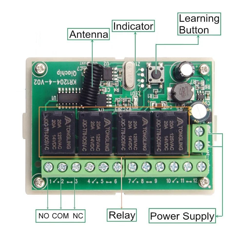 GERMA – transmetteur RF EV1527 à 4 canaux et télécommandes 433Mhz