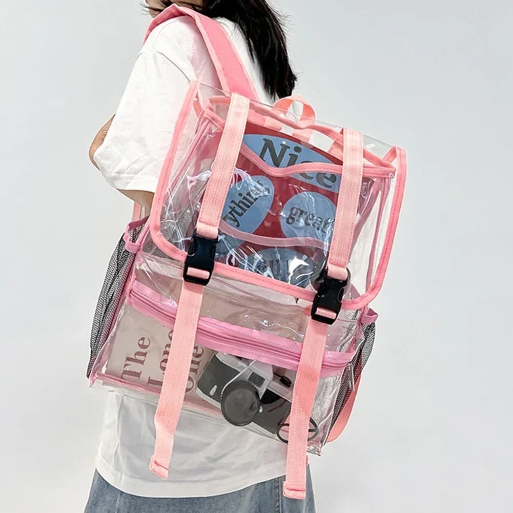 Sac à dos transparent en PVC transparent pour femme