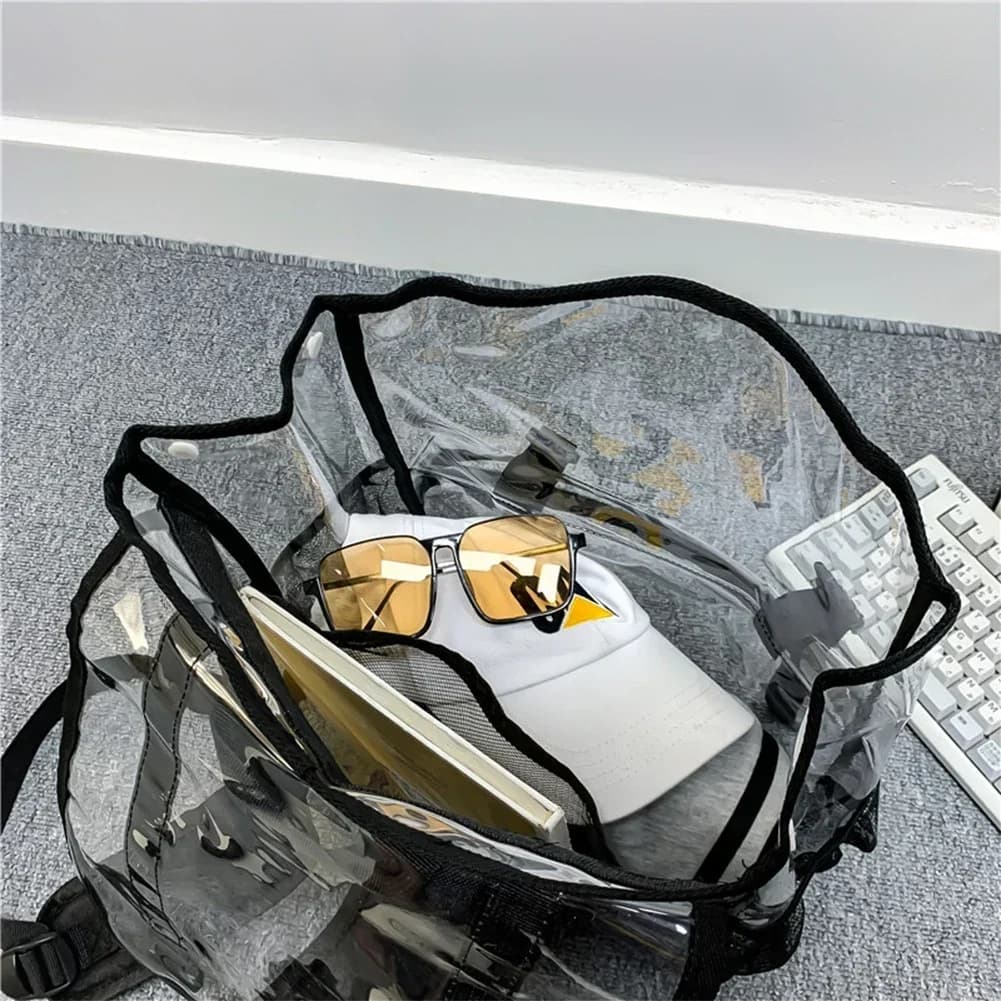Sac à dos transparent en PVC transparent pour femme