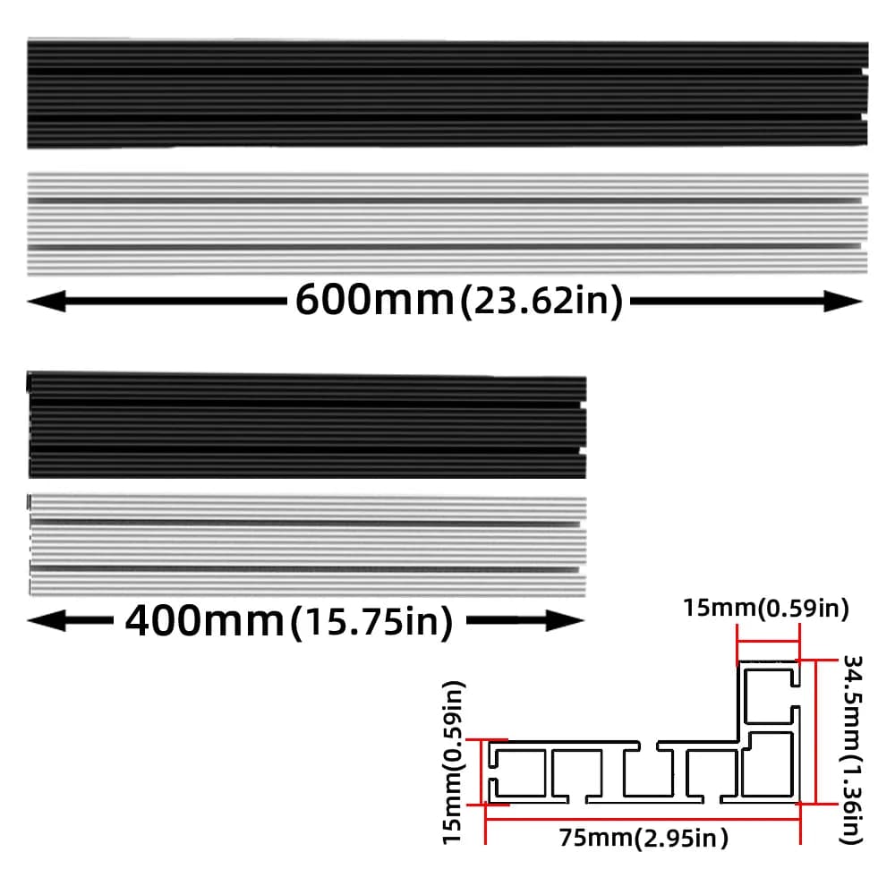 Rail de coupe d'angle en aluminium type 75