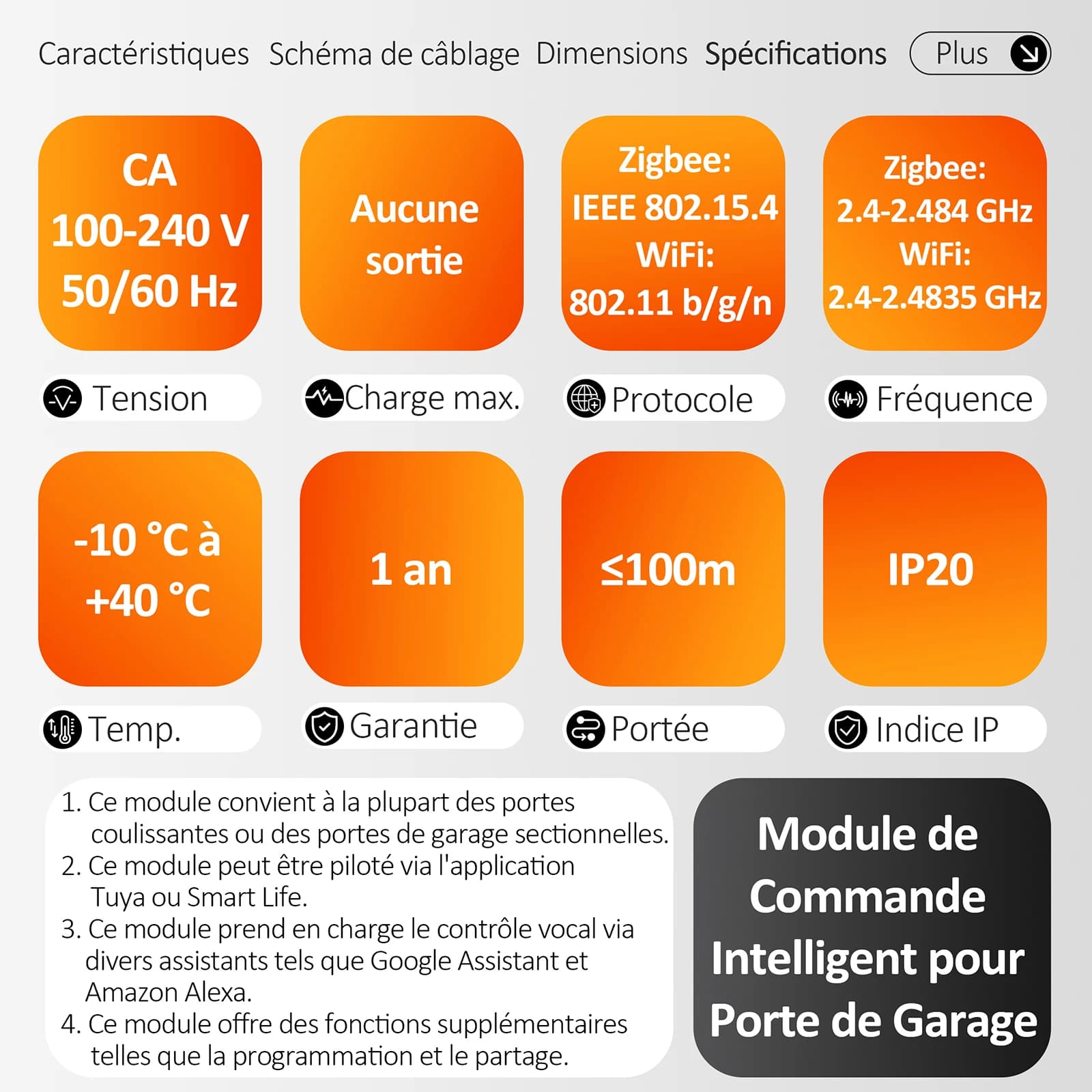 Contrôleur Intelligent de Portail Mini Tuya 16A avec WiFi et Zigbee