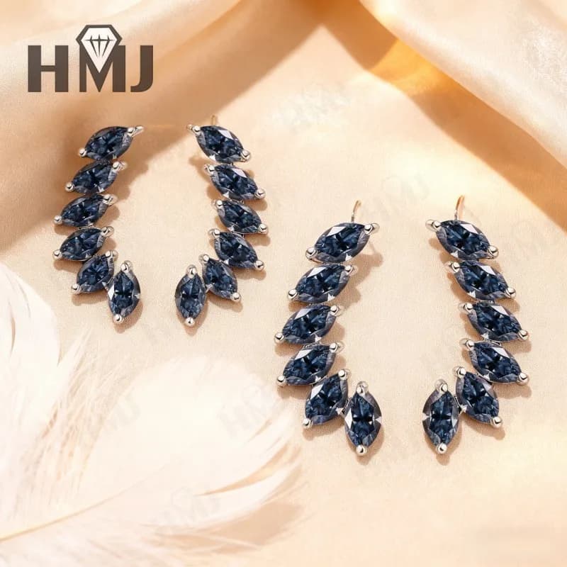 Boucles d'oreilles Moissanite Marquise pour femmes, pierres à facettes avec Silhouette fine élégante, parfaites pour un usage quotidien, anniversaire