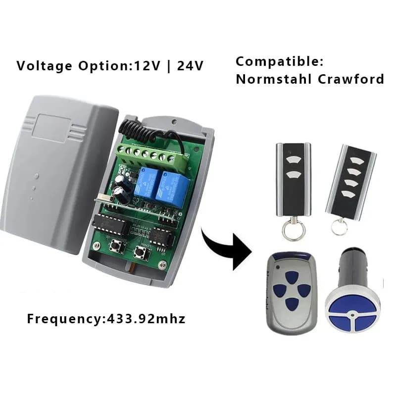 Récepteur de porte de Garage 2CH 433.92MHZ